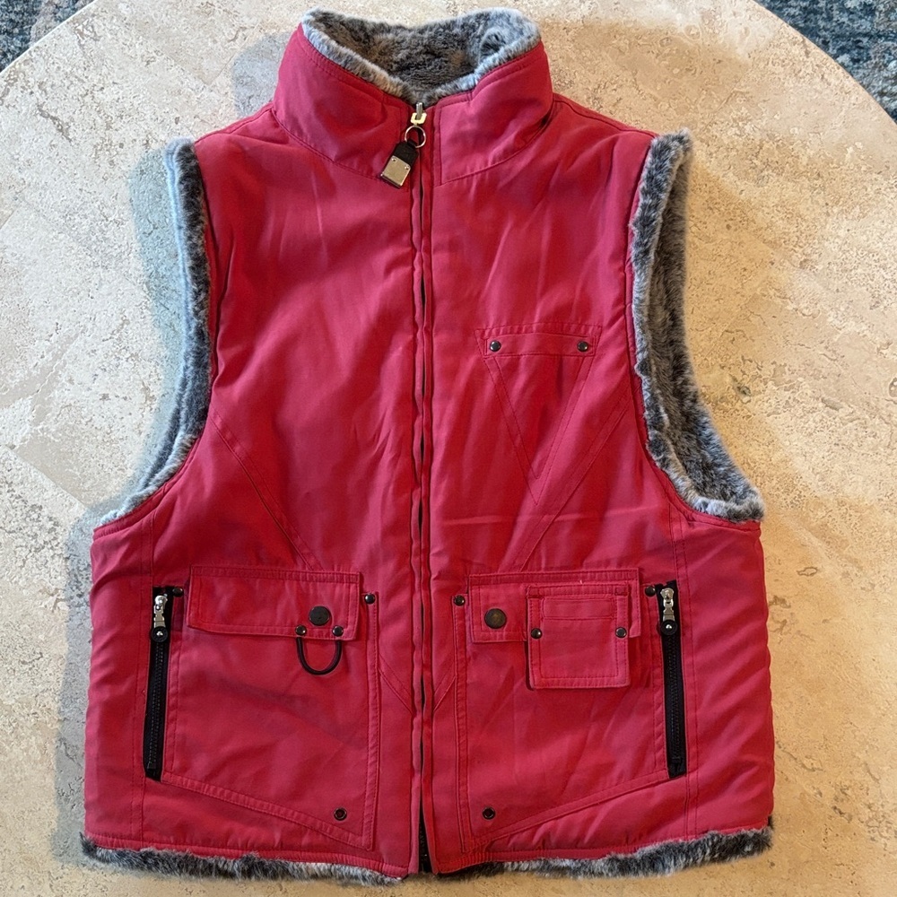 Jamie Sadock size Small/MediumRed fur Lined Vest‎